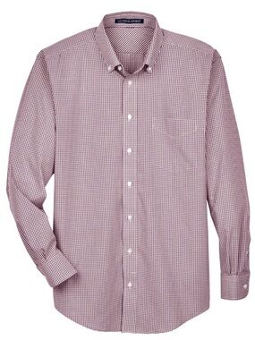 Devon & Jones D640 Men's Crown Woven Collection Gingham Check - Burgundy